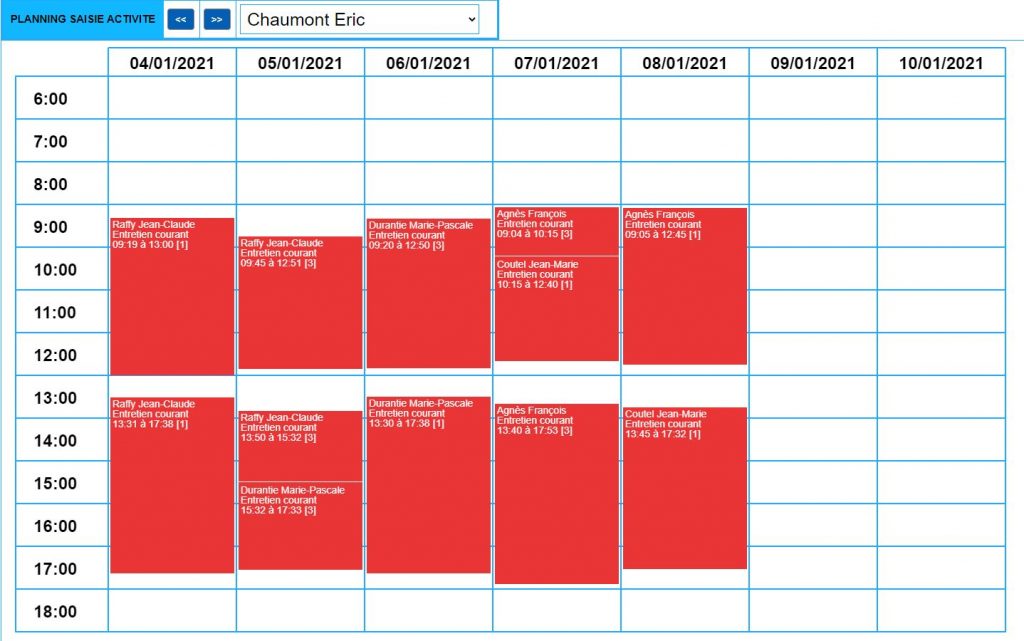 Planning activités paysagiste